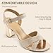 HARENCE Chunky Heels for Women Wedding: Fashion Sparkly Dressy Shoes Open Toe Ankle Strap Heeled Sandal for Prom Party