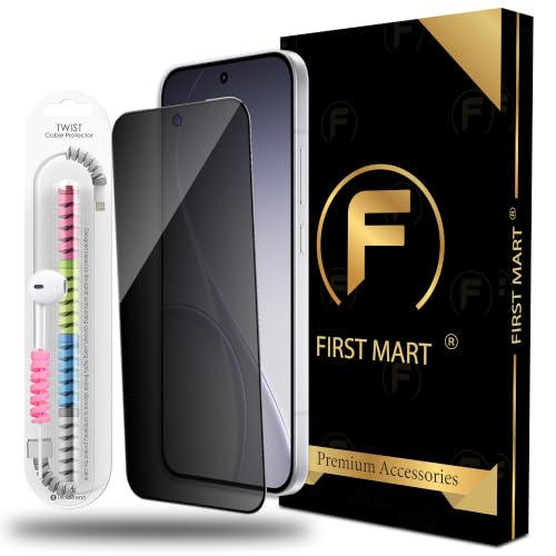 Image of FIRST MART Privacy Tempered Glass for Oppo Reno 15 Pro Mini With Cable Guard & Installation Kit | Anti-Spy 9H Screen Protector, Edge-to-Edge, Case-Friendly | Black