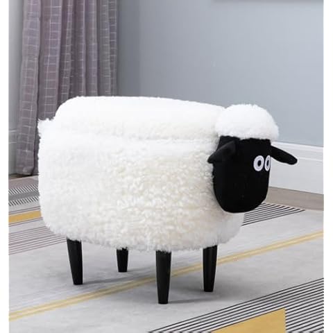 Hallowood Upholstered Sheep Foot Stool for Storage Cover