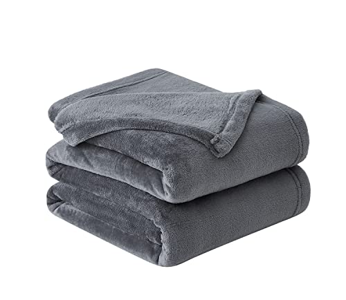 Southshore Fine Living, Inc. Extra Large Blanket Warm Flannel Blanket Super Soft Fuzzy Plush Fluffy Winter Blankets For Bed Microfiber (98 X98) Full/Queen Blanket Slate Color #TOP1