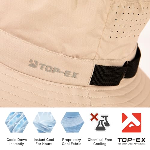 Image of Mens Wide Brim Golf Bucket Cooling Sun Hat L XL Extra Large Size UV Protection Boonie Sunhat Summer Hiking Outdoor Fishing SPF50 Khaki