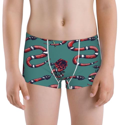 Boys' Cotton Boxer Brief Soft Underwear-Snake And Rose
