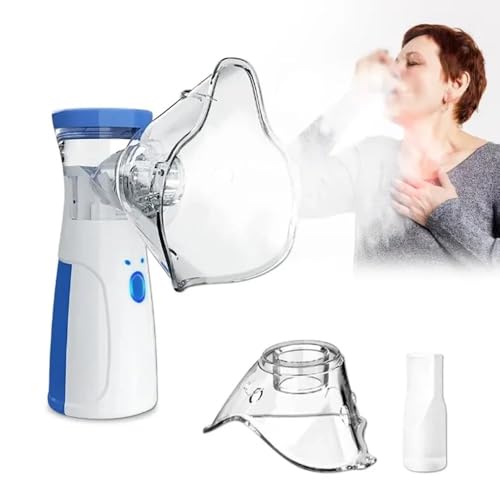 Image of Portable Mesh Nebulizer Handheld, One Touch Operation, No Noise, High Nebulization Rate, Personal Inhalers For Breathing Problems Lightweight, Travel Friendly For Adults & Kids