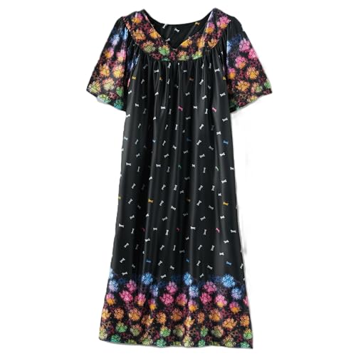 Image of AmeriMark Casual Women's Patio Muumuu House Dress Loose Comfortable Short Sleeve Sun Dress Lounger Gown Sleepwear for Ladies
