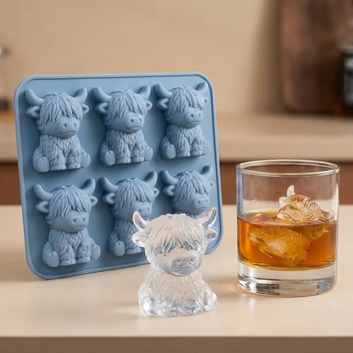 Mini Molde Para Cubitos De Hielo De Vacas De Las Tierras Altas - Bandeja De Silicona 3D De Vacas De Las Tierras Altas, Divertido Regalo 3DVacas De LasTierrasAltas Para Whisky, Cócteles, Cerveza