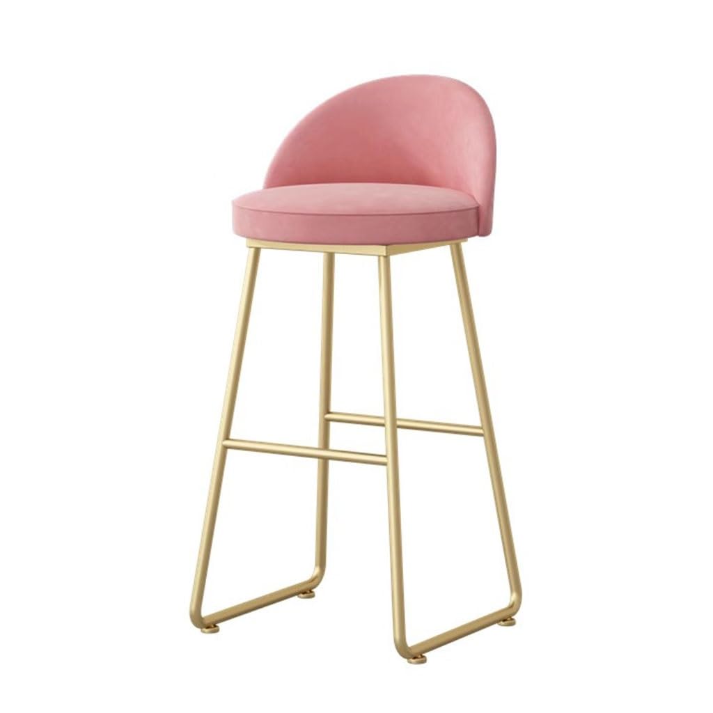 Tabourets de bar en velours rose réglables avec dossier et repose-pieds doré pour cuisine