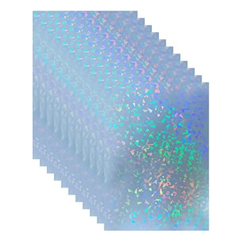 Bleidruck Holographic Sticker Paper 25 Sheets Cold Laminated Sheets Holographic Overlay Laminating A4 Size Self Adhesive Film(broken glass) Cover