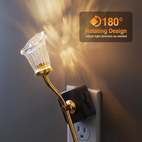 Image of JandCase Night Light, Night Lights Plug into Wall, Glass Flower Nightlight