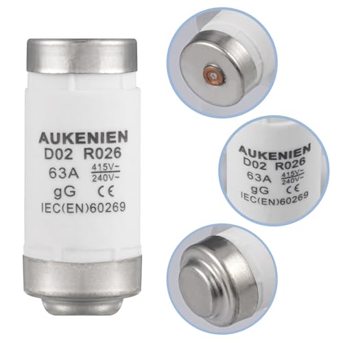 AUKENIEN Neozed Fuse 63A D02 E18 Spiral Ceramic Fuses 400VAC NEOZED fuse Insert 63 Amp 400V gL/gG for Cable and Line Protection(5Pieces) - Image 3