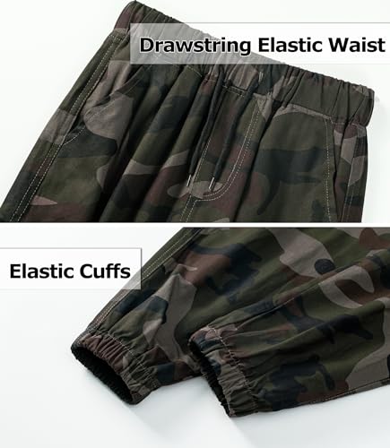 Image of TLAENSON Boys Cargo Joggers Pants Elastic Waist Casual Jogging Trousers Bottom for Kids 6-16 Years