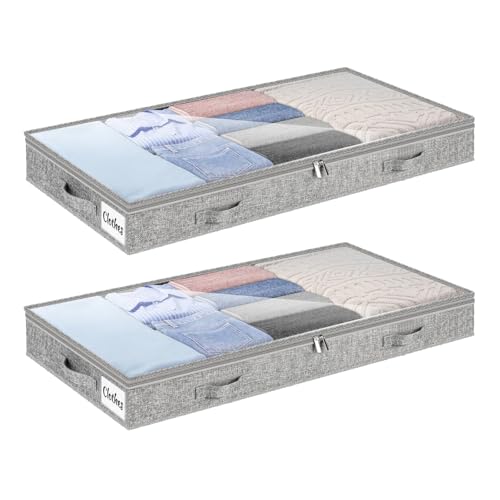 Ylinwtech 2 pièce sac de rangement sous lit,Boîtes de rangement pliables,Organiseur en tissu peu profond,Convient pour les lits et les canapés