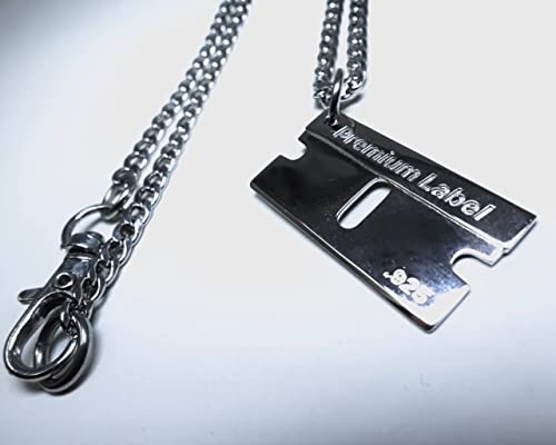 Premium Label - Bad Habits - Luxury Razor Blade Silver Charm .925 Plata Punk, Gothic, Streetwear, Dog Tag, Curb Grunge Chain - Made in JAPAN4