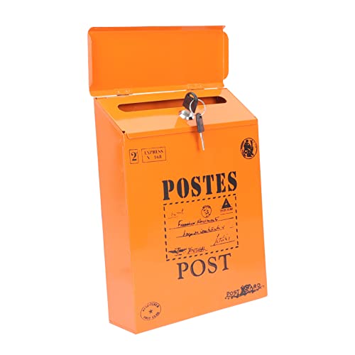 Veemoon Creative Iron Mailbox Wall Mount Vintage Suggestion Box Mailbox English Letters