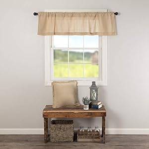 Vhc brands burlap vintage window curtain topper valance beige 16×60  urban country home decor
