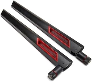 Black and Red 10dBi Dual Band Signal Booster Wi-Fi Antennas (2.4GHz/5GHz-5.8GHz) with RP-SMA Male Connector for Wireless Camera, Router, Hotspot - 2 Pack (Black RP-SMA Male)