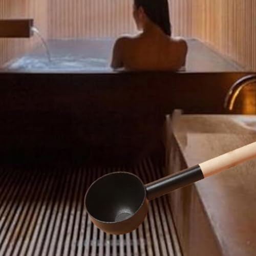 Louche de sauna en aluminium avec poignée en bois, 400 ml pour la maison et les salles de sauna publiques, accessoire de sauna confortable pour bain à vapeur