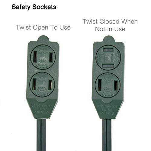Electes 3 Outlet Extension Cord With Hand/Foot Switch And Light Indicator With Safety Twist-Lock, 16/2, Green, Ul Listed #TOP1