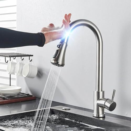 Mitigeur à capteur tactile sensible et bec extractible robinet cuisine noir