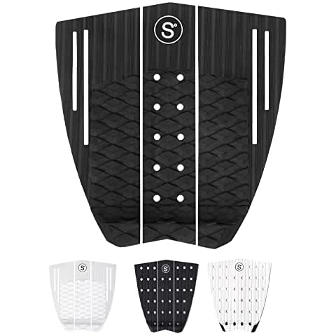 SYMPL Premium Surfboard Traction Pad, 3 Piece Deck Pad Full Size Coverage for Surfing, Skimboarding, with Maximum Grip Using 3M Adhesive, Degreed Arch Support, Fits Fish, Square, Swallow, Round Tail Cover