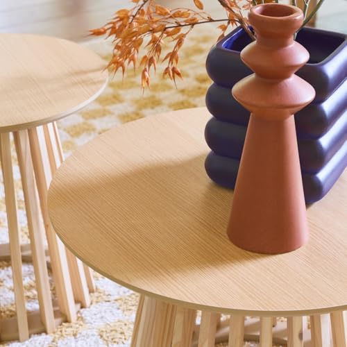 2 Tavolini Rotondi Effetto Rovere ø40Cm E ø60Cm I Sweeek - 7