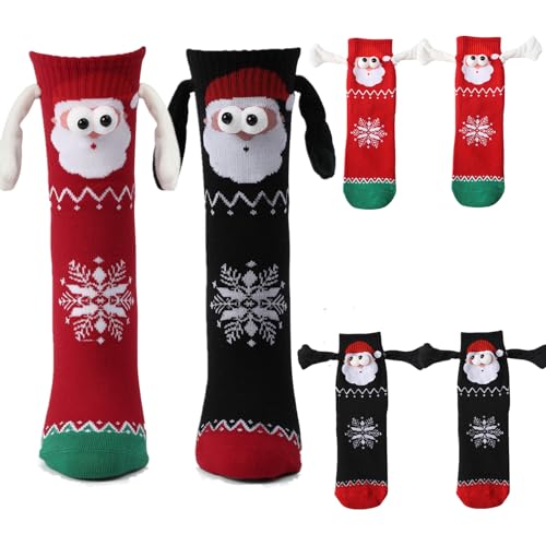 Litthing 2 pares de calcetines de Navidad magnéticos para parejas mano en mano 35-43 calcetines de amistad regalos para novio pareja familia