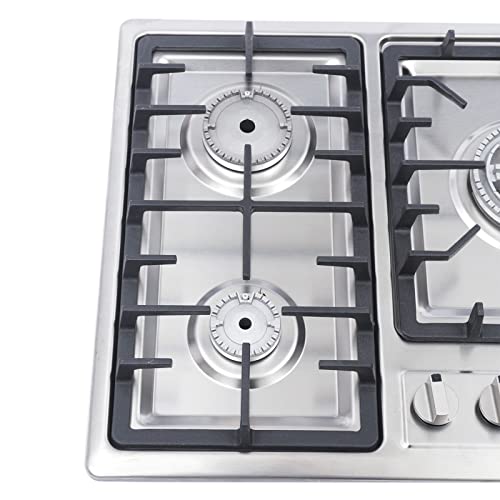5 Burners Built in Gas Stovetop Cooker Gas Range Portable Stainless