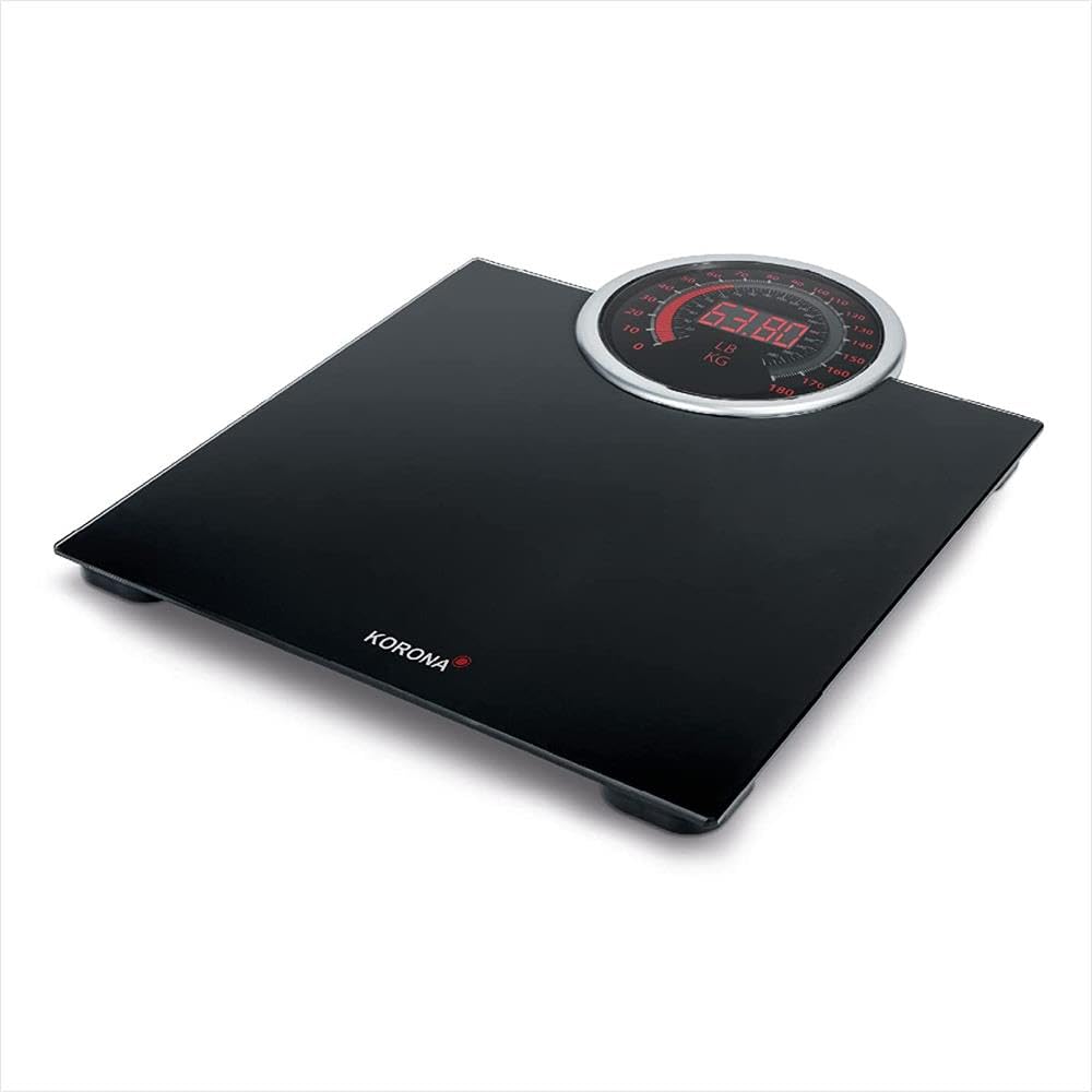 Korona 73250 Personenwaage CORA mit XXL-Display und Vollsichtskala | 26 mm Ziffernhöhe | Tragkraft 180 kg, Einteilung 100 g | Inkl. Batterien