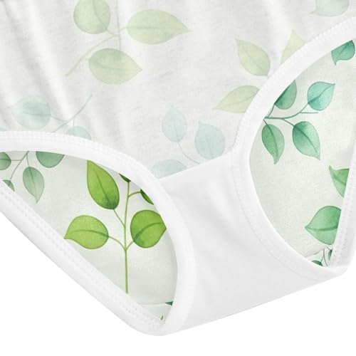 Watercolor Leaves Branches Green Underwear Girls, Toddler Panties, Girls Cotton Underwear, 2–8 Years4
