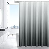 MitoVilla Grey Waffle Shower Curtain Set, Waffle Weave Cloth Shower Curtains for Grey White Hotel Bathroom Decor, Gray Ombre Waffle Textured Fabric Bathroom Shower Curtain, 72 x 72