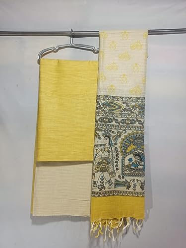 Image of ZERATEX Cotton Silk Hand Crafted Unstitched Suit Set for Women with Dupatta | Cotton Silk Salwar Suit Dress Material for Women & Girls | Top - 2.5 M, Bottom - 2.50 M & Dupatta - 2.5 M