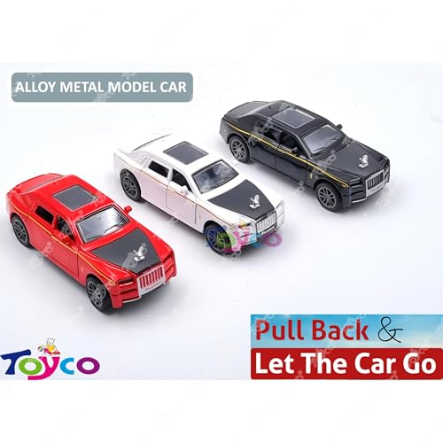 Image of toyco Alloy Metal SUV Toy Car for Kids | Pull Back Unbreakable Small Toy Cars | Openable Doors, Smooth & Shiny Edges |1:36 Scale | Gift Toys for Boys and Girls Age 3+ | (Rols Royce)