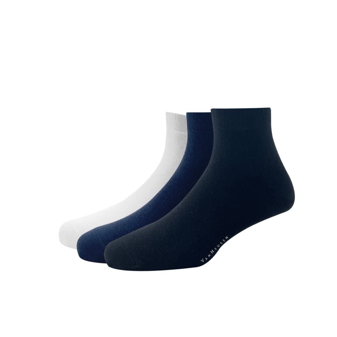 van heusen Mens Cotton Quarter Length Socks (Pack of 3) White, Navy, Black-picture-25