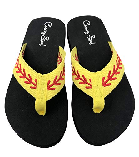 Cocomo Soul Softball Flip Flops | Embroidered Softball Flip Flops | Softball Slippers | Softball Sandals | Softball Flip Flops for Women | Softball MOM Flip Flops3