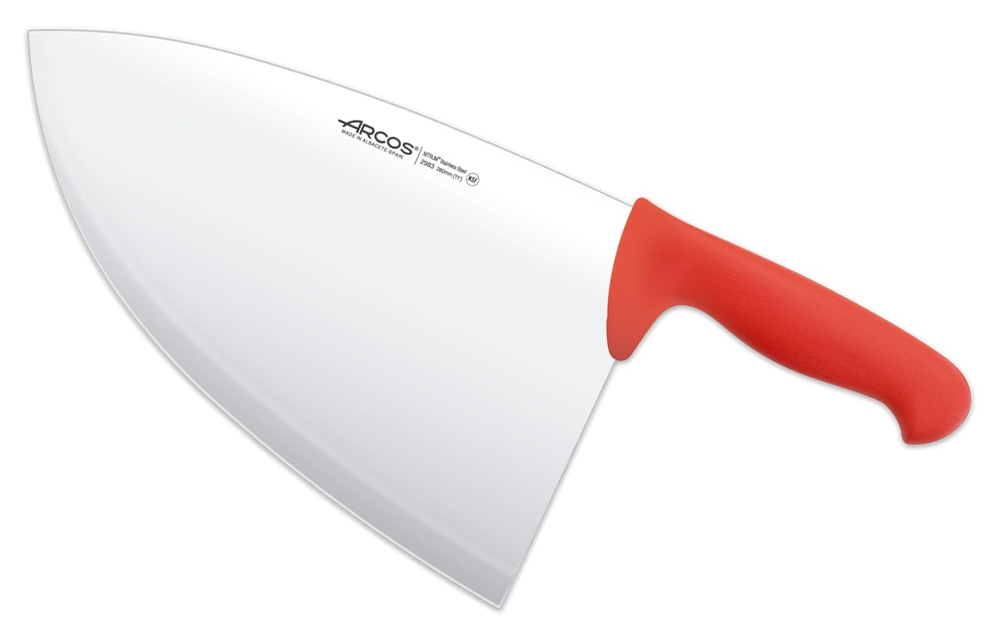 Arcos Coltello da Macellaio Cleaver – Lama in Acciaio Inossidabile 28 cm – Manico in Polipropilene, Resistente e Igienico con Sistema di Identificazione Colore – Rosso, Serie 2900