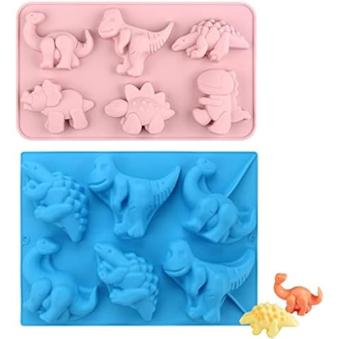 Holzsammlung 2Pcs Dinosaur Mold Backing Mould Resin Chocolate Mold Silicone Candy Pan for Kids Party's Hot Chocolate Bombs Fondant Jelly Dome Mousse Cake Decoration Topper Making Cover