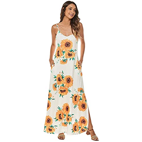 ess - Abito da donna estivo casual floreale con scollo a V, scollo a V, abito aderente a gamba divisa, maniche a 3/4, sexy con scollo a V, da donna, con colletto e bottone, abiti da lavoro, per ufficio, feste da donna, abito senza spalline, vintage, Gatsby, da donna, con colletto a maniche corte e maniche corte, B430, vintage a 3/4 maniche aderente a tubino B1308 abito da donna con tasche Tunica Casual Overs