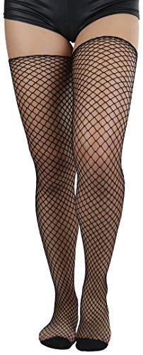 Image of ToBeInStyle Women's Seductive Punk Rock Basic Unfinished Rawedge Fishnet Thigh Highs