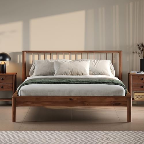 IDIMEX Lit 180 x 200 avec sommier APOANA en Bois Massif Coloris châtaignier, Cadre Robuste avec tête de lit à barreaux, lit Adulte Double King Size pour...