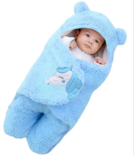 Image of BRANDONN Baby Blankets New Born Combo Pack of Super Soft Baby Wrapper Baby Sleeping Bag for Baby Boys, Baby Girls, Babies (Pink & SkyBlue L 70 cm x W 30 cm, 1-6 Months)