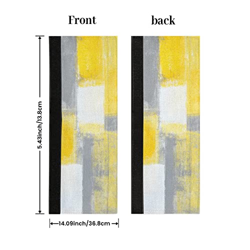 Image of Pardick Refrigerator Door Handle Covers Set of 2 Yellow Modern Abstract Painting Washable Dishwasher Mocrowave Fridge Oven Door Decor Handle Cover Keep Your Kitchen Appliance Clean from Food Stains