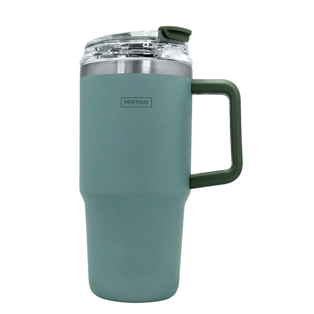 NERTHUS FIH 1436 Thermal Mug 600 ml with Airtight Lid – Includes Straw and Stopper for Drinking, Durable Insulation