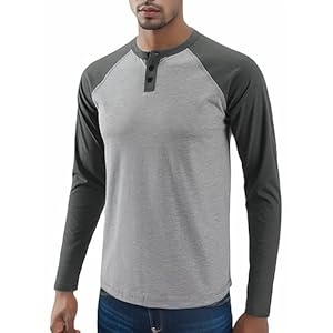 Men’s Casual Vintage Short/Long Raglan Sleeve Active Sports Baseball Henley Jersey Shirts