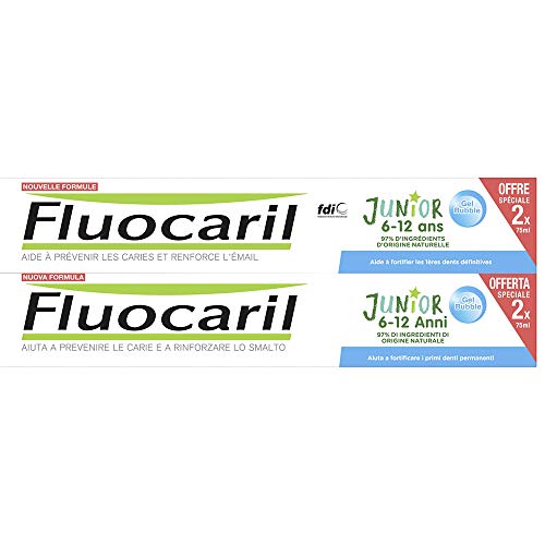 Fluocaril Junior Dentifrice 6-12 Ans Lot de 2 x 75 ml - Gel Bubble Cover