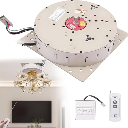 Electric Chandelier Hoist with Remote Control &amp; Wall Switch, Heavy-Duty Motor Winch for Pendant Lamps, Lifts Up to 550LBS, Ideal for Villas and High Ceilings