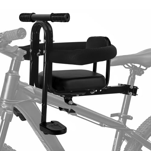 Kids Bike Seat Front Mounted, Child Bike Seat with Foot Pedals and Guardrail, Suitable for Children...