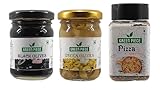 K3 Masala Green Piece Black Olives(120Gm),Green Olives(120Gm),Pizza Spice Mix Seasoning(50G)(Pack Of 3)(290 G)