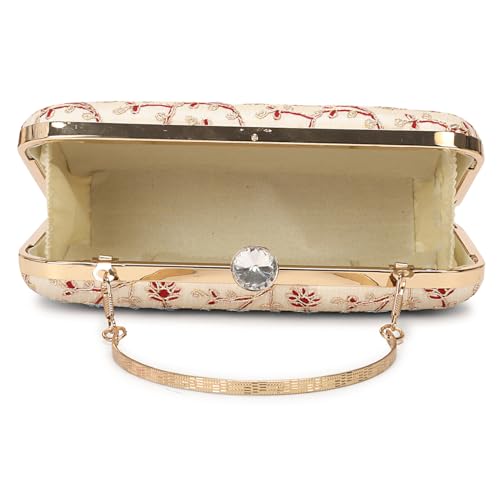 Image of LONGING TO BUY Hand Crafted Designer Box Clutch - Zari Embroidery For Women
