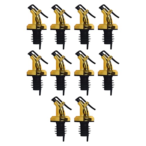 ULTECHNOVO 10pcs Creative Oil Bottle Pourers -leak Design Plated Oil Bottle Stoppers for Kitchen Use Easy to Install and Control Pouring for Liquor and Cooking