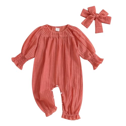 Summer Spring Clothes Newborn Baby Girl Long Sleeve Romper Jumpsuit Solid Bodysuit One Piece Outfit Clothes