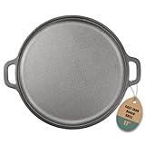 11-Inch Cast Iron Griddle Pan with Dual Handles, Pre-Seasoned Round Griddle for Stove Top, Oven, Grill, and Campfire, Heavy-Duty One-Piece tortilla pan for Pancakes, Crepes, and grilling meats